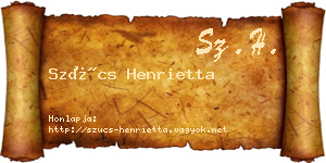 Szűcs Henrietta névjegykártya